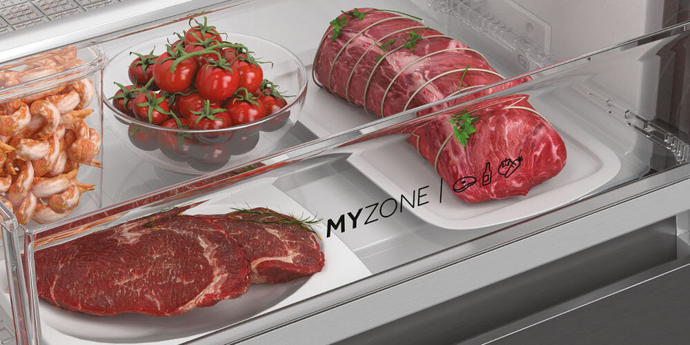 LODÓWKA HAIER HTW7720ENPT 3D,BLACK my Zone dostosowanie temperatury regulacja warunki zachować świeżość trzy tryby