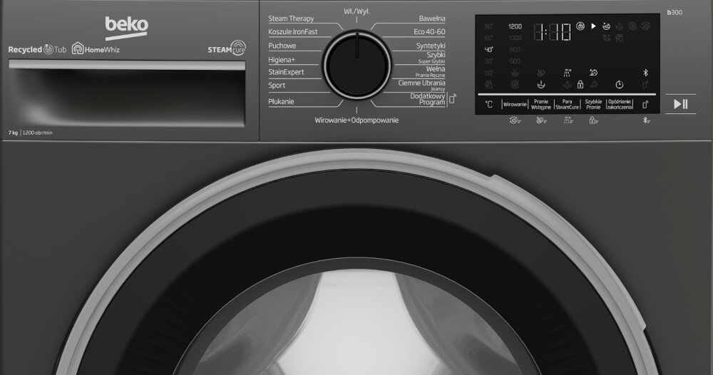 PRALKA BEKO B3WFU57215MPB Wyświetlacz sterowanie komfort