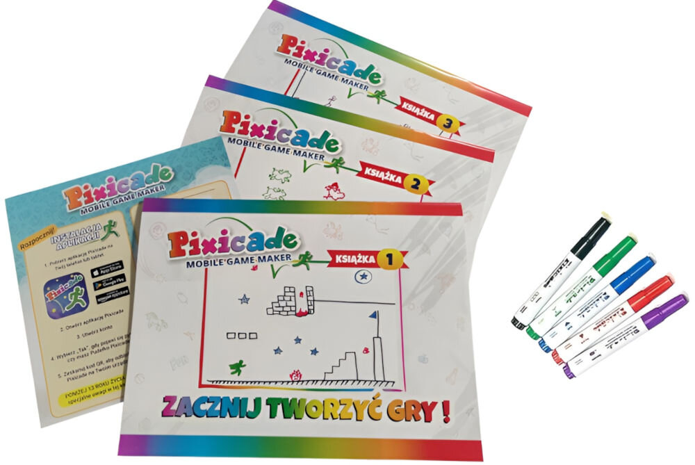 PIXICADE PXEN2600 aplikacja mobilna skanowanie rysunków dzieci i tworzenie interaktywnych gier platformowych