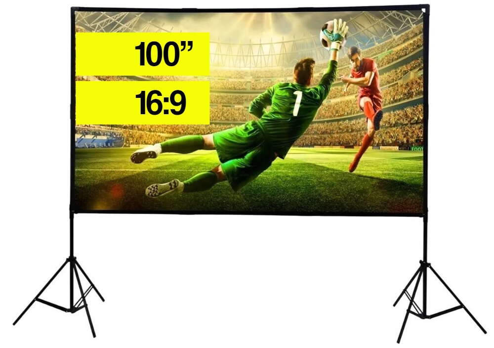 Ekran projekcyjny EXTRALINK Foldable Projection Screen PSF-100 mobilny składany lekka konstrukcja, ekran projekcyjny od frontu na białym tle