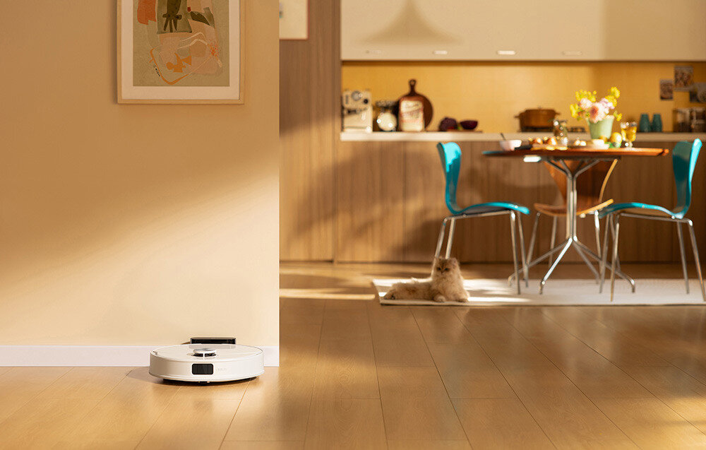 Robot sprzątający ROBOROCK Q10 VF Biały wygląd design tło prezentacja wizualizacja Twoje podłogi, jego zadanie