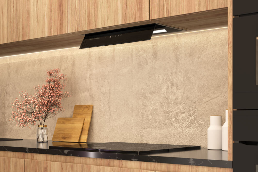 OKAP GÖTZE & JENSEN BH910KT z rozłożonym panelem zamontowany w szafce