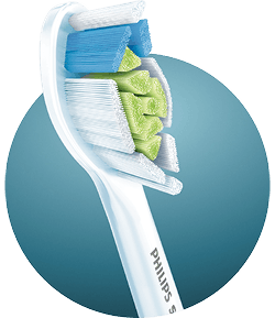 Zbliżenie na końcówkę szczoteczki.