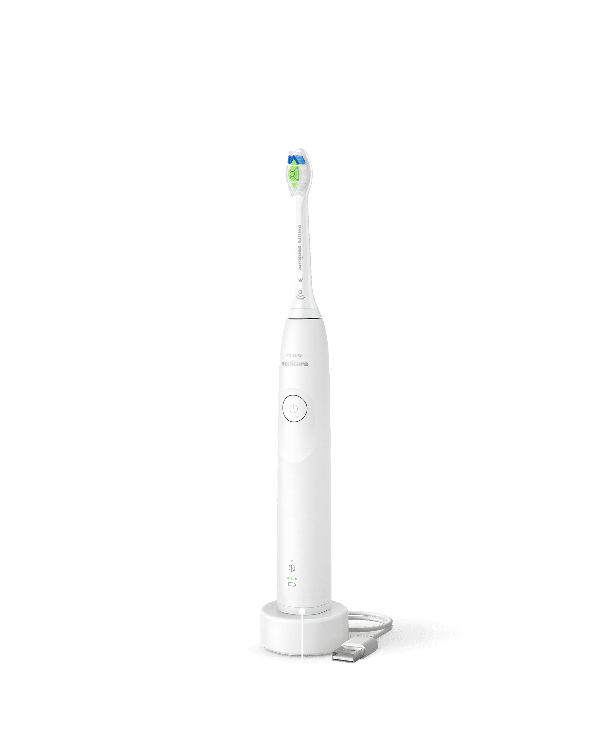 Szczoteczka umieszczona w ładowarce.