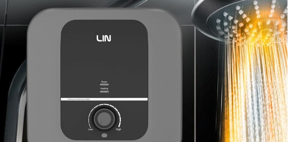 Bojler elektryczny LIN LIFDN2GY do małych pomieszczeń łazienek kuchni kompaktowe wymiary 341x341x290 mm