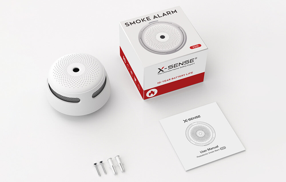 X-SENSE XS01 wspornik montażowy, 2 śruby montażowe, 2 kołki montażowe oraz dokumentacja