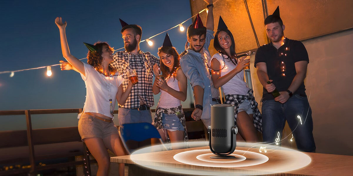 Projektor DANGBEI Freedo Full HD (1920 x 1080), 450 ANSI lumen, Wi-Fi, Bluetooth odtwarzanie muzyki z projektora głośnik 360 stopni dolby audio dolby digital plus bluetooth