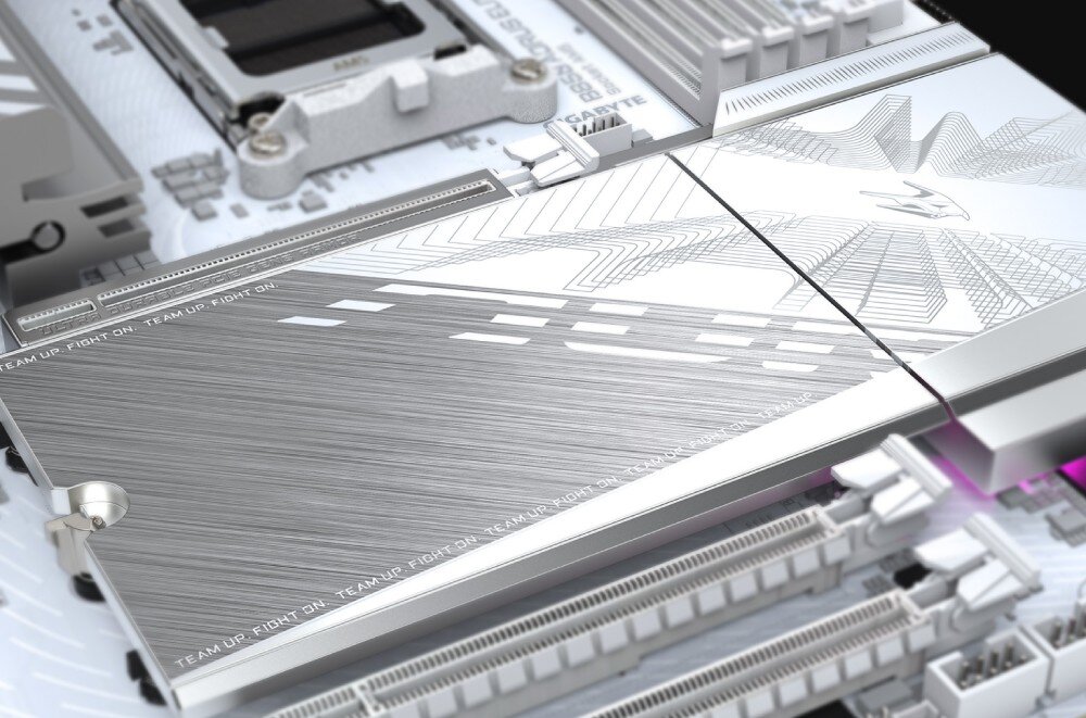 Płyta główna GIGABYTE B850 Aorus Elite WiFi 7 Ice chłodzenie radiatory wentylatory podkładki termiczne