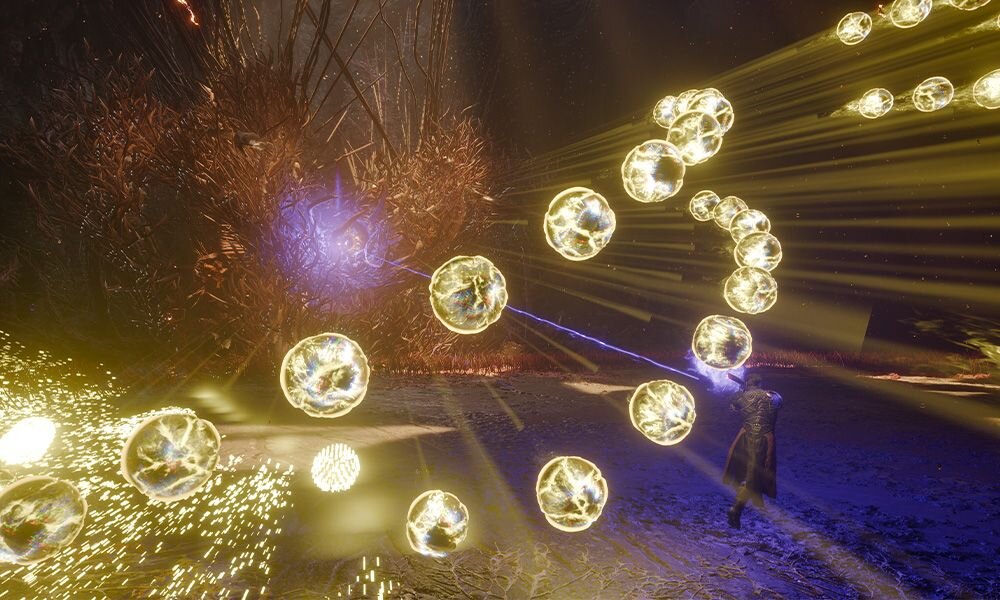 Saros Gra PS5 screen z gry studio Housemarque broń palna płynne ruchy zdolności taktyczne areny Carcosy