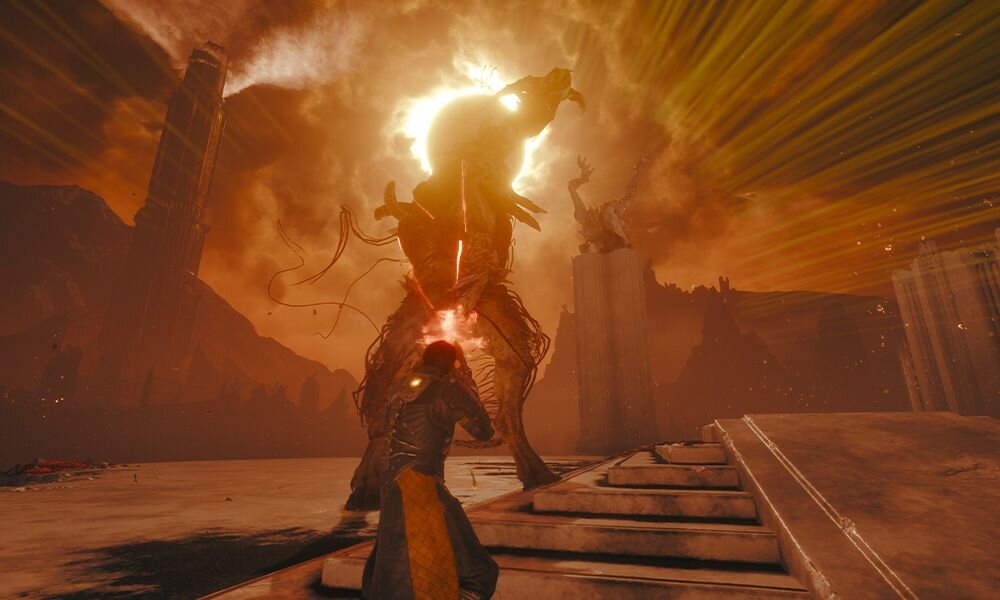 Saros Gra PS5 screen z gry nieprzewidywalna planeta Carcosa Zaćmienie groźne ekosystemy kosmiczne zepsucie