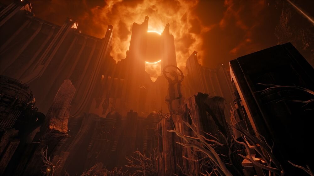 Saros Gra PS5 screen z gry dźwięk 3D niewidoczne zagrożenia nadlatujące pociski unikanie niebezpieczeństw