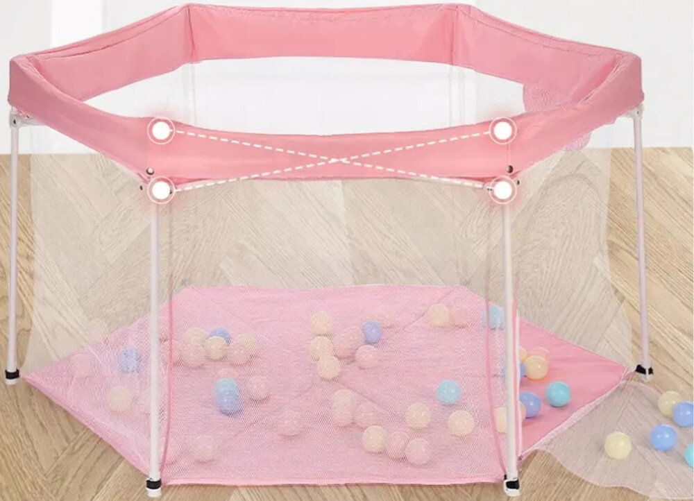 Kojec EXTRALINK Kids K-465 Różowy wygląd prezentacja design wizualizacja Bezpieczna przestrzeń dla dziecka