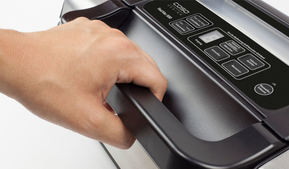 Zgrzewarka próżniowa CASO GERMANY FastVac 500 Solidna obudowa wysoka jakość wykonanie stal nierdzewna wygląd moc siła próżni praca wysoka jakość