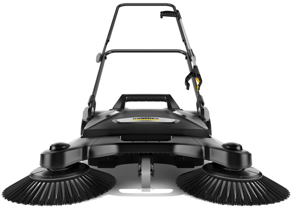 Zamiatarka KARCHER S 4 Twin Go Further 1.766-363.0 zamiatarka na białym tle widoczna od przodu szerokość robocza do 680 mm wydajność powierzchniowa do 2400 m² na godzinę mniej przejść potrzebnych do oczyszczenia dużych powierzchni