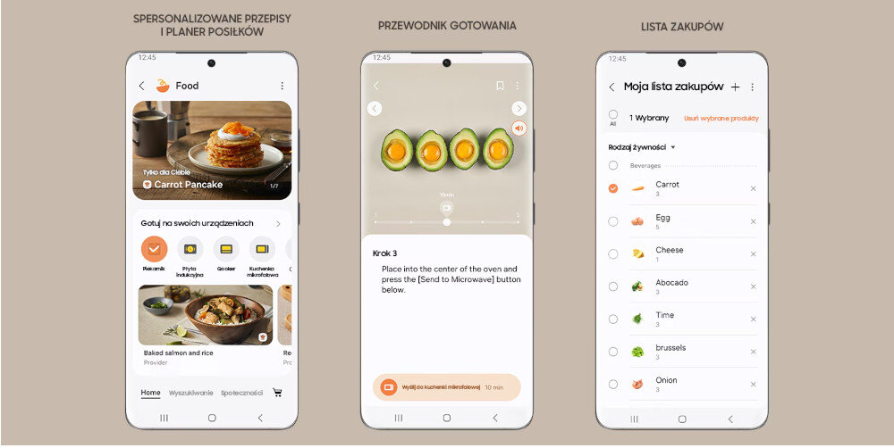 PIEKARNIK SAMSUNG NV7B6665IAA SAMSUNG Food łatwe gotowanie smartfon aplikacja ksiazka kucharska wskazówki