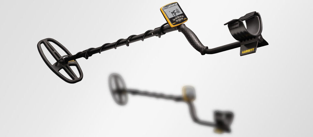 Wykrywacz metalu GARRETT ACE Apex, DD, Viper, 6x11, IP68, Garrett ACE Apex – widok perspektywiczny z odbiciem.