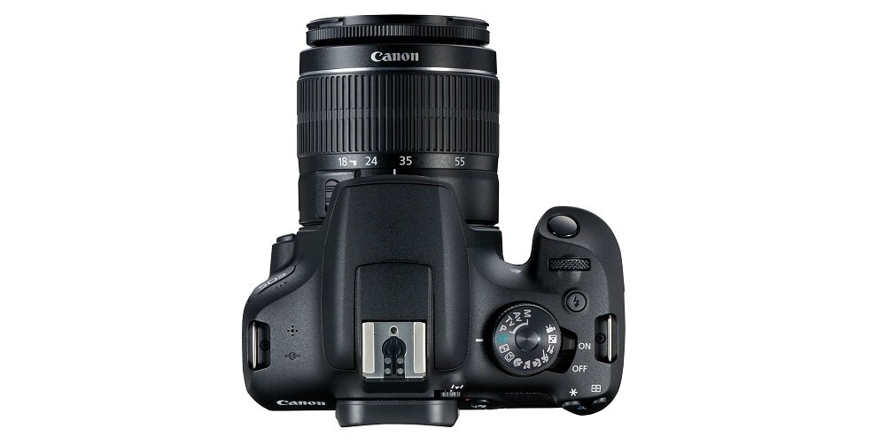 Aparat CANON EOS 2000D + Obiektyw 18-55mm + Obiektyw 75-300mm widok góra