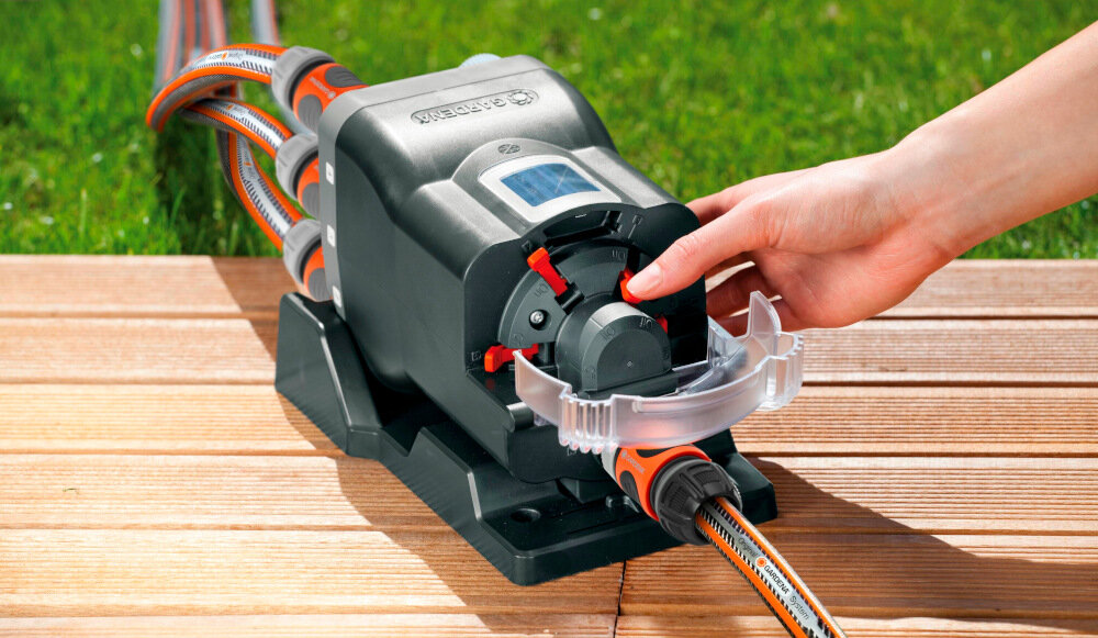 Automatyczny dzielnik wody GARDENA 1197-29 z myślą o instalacja wodnych które nie generują odpowiednio dużego ciśnienia zasilić nawodnienie całego ogrodu do wielu różnych rodzajów upraw optymalna ilość wody niezależnie od panujących na zewnątrz warunków