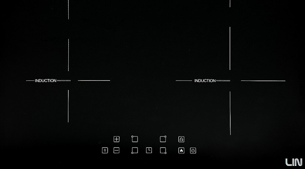 Płyta indukcyjna LIN LI-B47400 panel sterowanie interfejs dotyk ustawienia opcje timer czas blokada funkcje pola indukcja