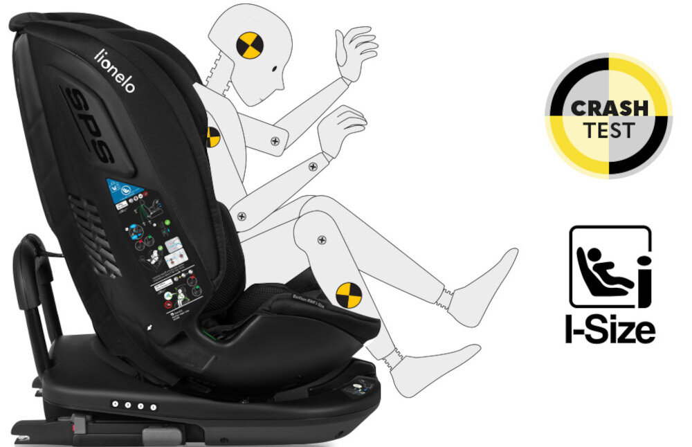 Fotelik samochodowy LIONELO Bastiaan RWF I-Size (0-36 kg) Czarny Wysoki standard normy i-Size