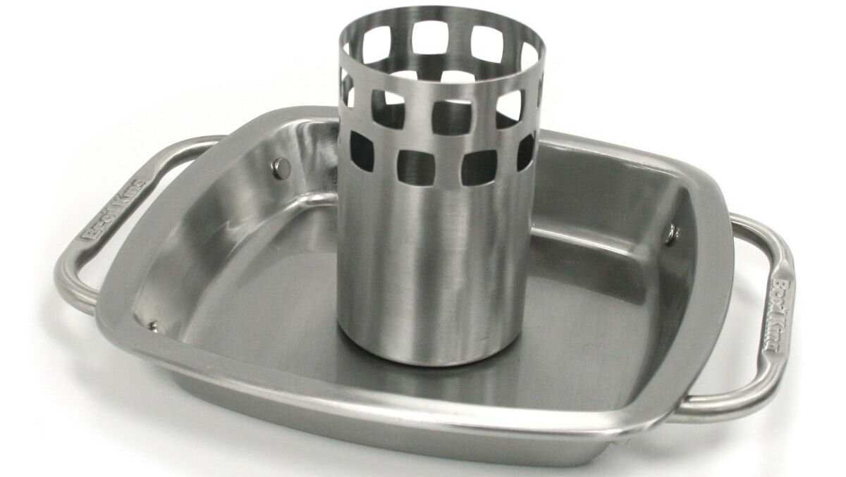 Stojak do kurczaka BROIL KING 69133, stabilna, konstrukcja, stojak, brytfanna, Stalowy stojak do kurczaka z brytfanną i aromatyzerem.