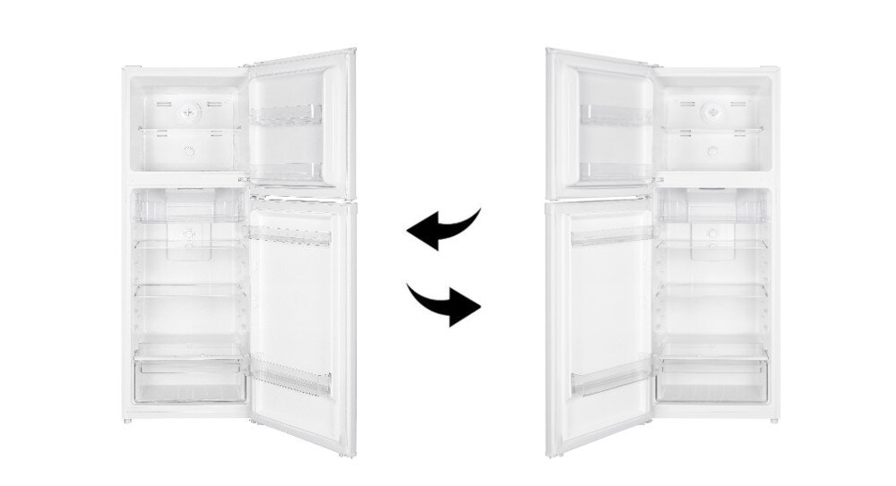 LODÓWKA SMITH&BROWN SFTF-231-WE5 zmiana kierunku otwierania lewo prawo obustronne otwieranie zamykanie strona dostosowanie do pomieszczenia