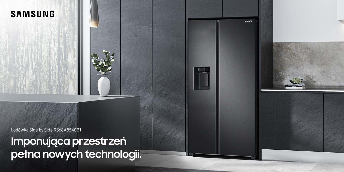 Lodówka Samsung w nowoczesnej kuchni w surowym stylu