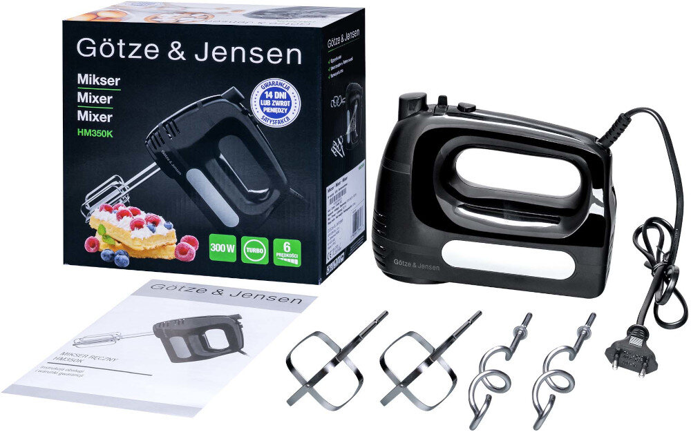 Mikser GÖTZE & JENSEN HM350K Czarny 300W TRYB TURBO zawartosc opakowania