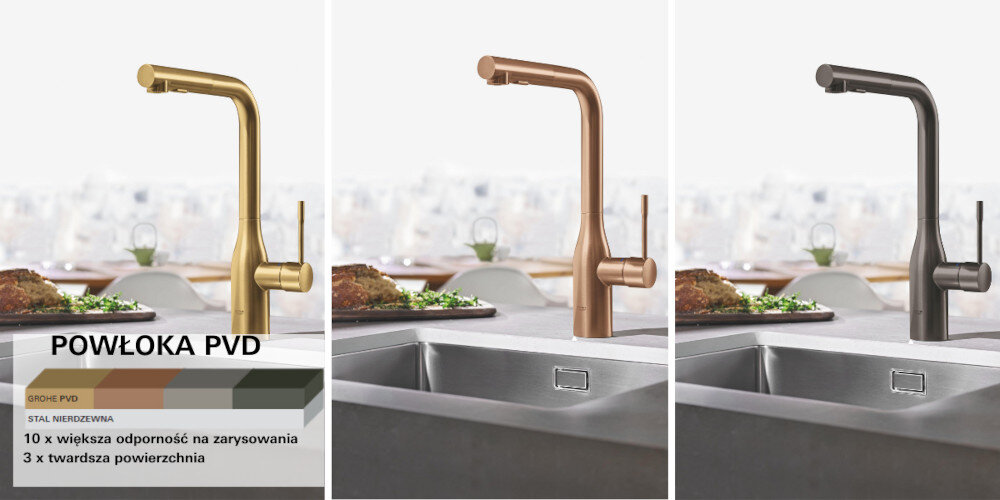 BATERIA KUCHENNA GROHE ESSENCE 30270DL0 GRAFIT opcje kolory złoto grafit miedź odporne na zarysowania