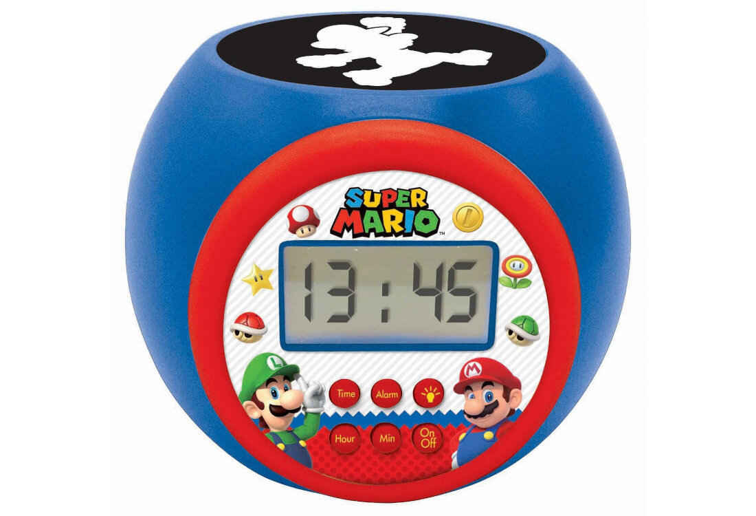 Budzik z projektorem LEXIBOOK Super Mario RL977NI Funkcja drzemki timer automatycznie wyłącza nocne światło wygoda oszczędność energii