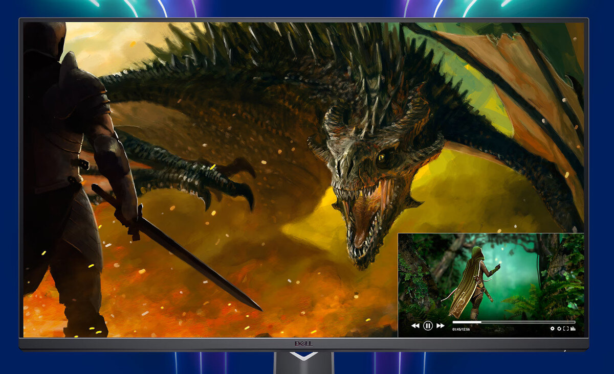 Monitor DELL G3223Q tryby PIP i PBP