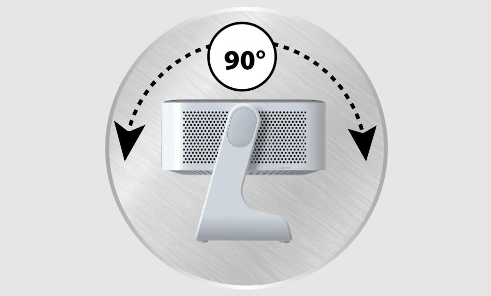 Projektor KIANO Elegance Cinema obrotowa konstrukcja regulacja kąta wyświetlania, projektor z boku z możliwością regulacji 90 stopni