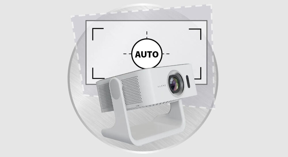 Projektor KIANO Elegance Cinema automatyczna korekcja obrazu funkcja Keystone, porjektor po skosie  z automatyczną korekcją obrazu