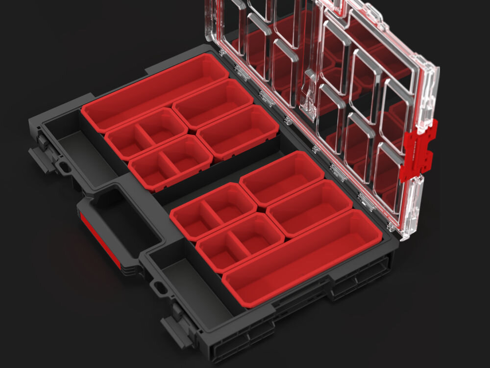 QBRICK System One Organizer L 2.0 organizer warsztatowy kubełki 8 małych 2 podłużne przechowywanie akcesoriów