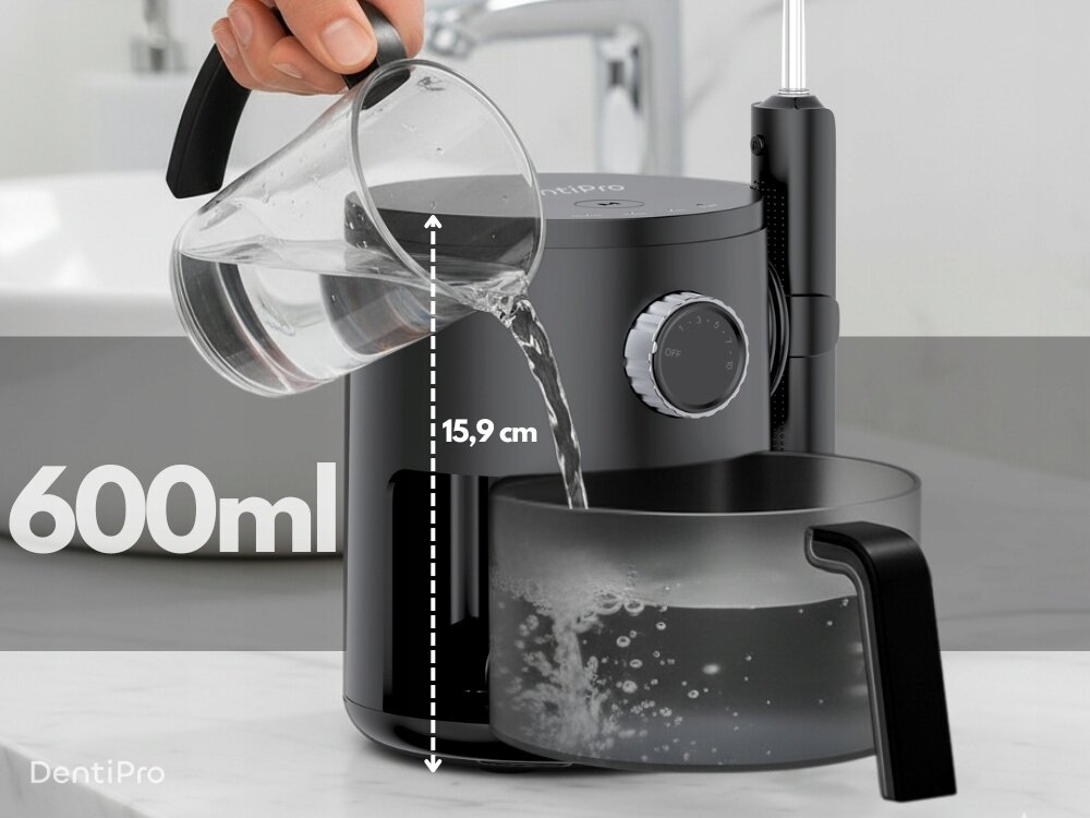 Irygator ALPHA DentiPro SWF-07 Czarny duży zbiornik, oszczędność czasu, większy komfort