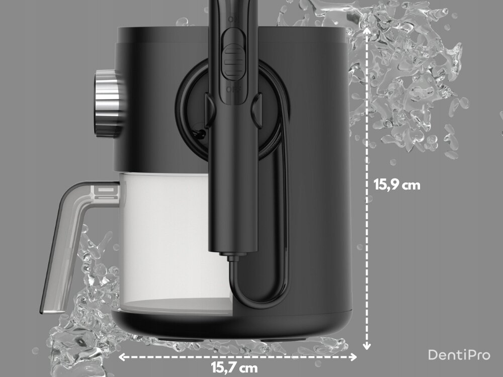 Irygator ALPHA DentiPro SWF-07 Czarny pomaga ograniczać płytkę nazębną, bakterie i stany zapalne, świeższy oddech