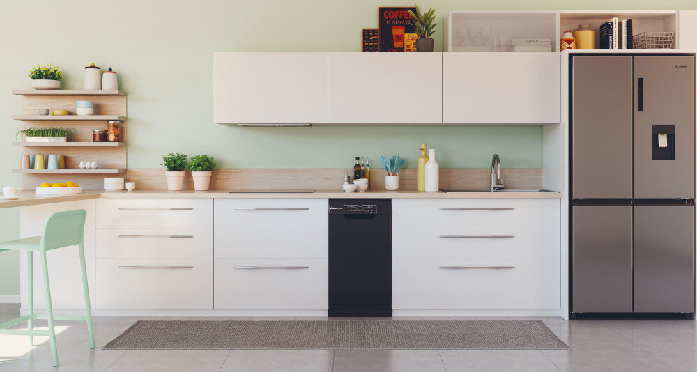 ZMYWARKA CANDY CDPH 2L1047B BRAVA 10 kompletów naczyń oszczędność czasy wody energii program 30 minut cicha praca 47 db Modułowy kosz elastyczność Zdejmowany blat Regulacja górnego kosza Program Intensywny Zmywanie wstępne Program ECO 50°C Opóźnienie startu o 3-6-9 h Program Uniwersalny Wskaźniki braku soli i nabłyszczacza piękno włoskiego stylu