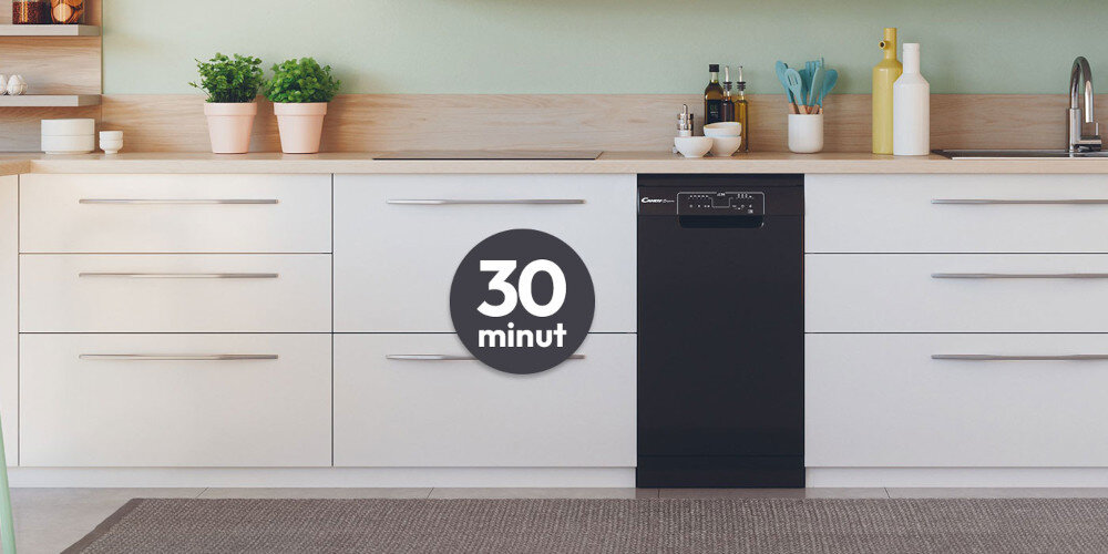 ZMYWARKA CANDY CDPH 2L1047B BRAVA program 30 minut półgodzinny oszczędność czasu efekty szybkie zmywanie