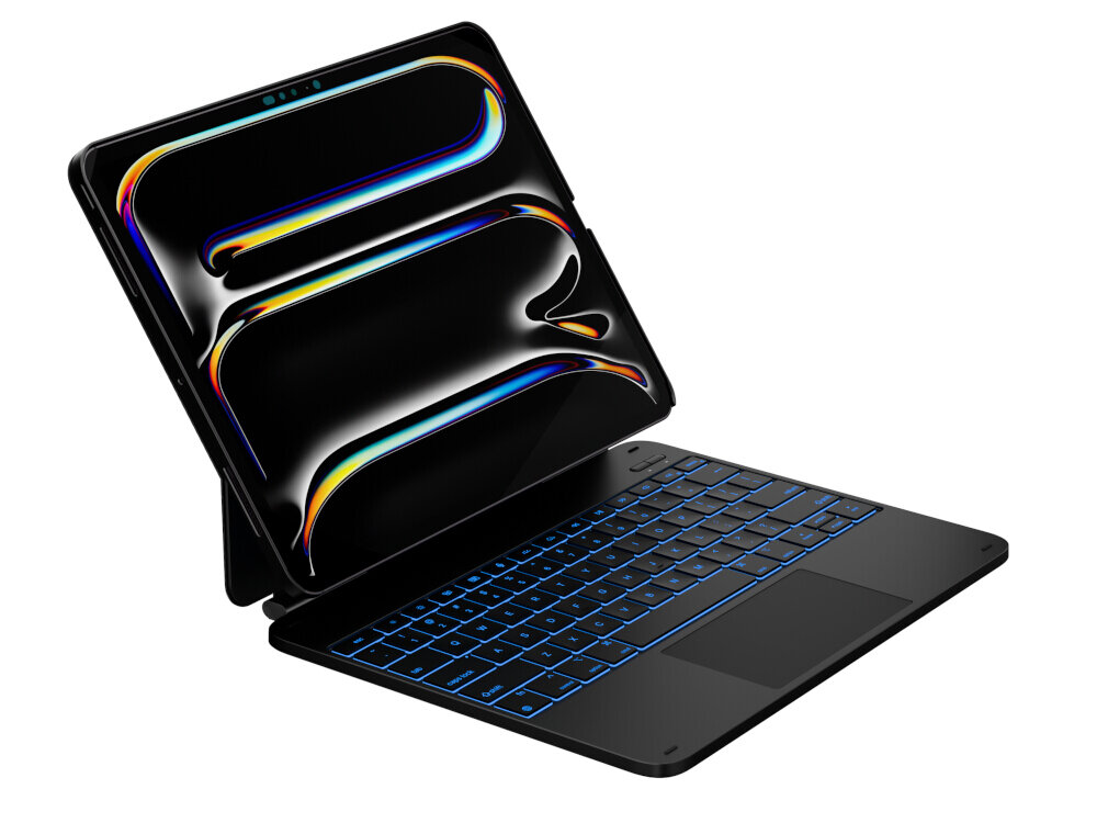 Etui z klawiaturą TYPECASE Edge do iPad Air 13 cali, Włókno węglowe, klawiatura, touchpad, multitasking, efektywność, Czarny iPad z klawiaturą, widok produktowy