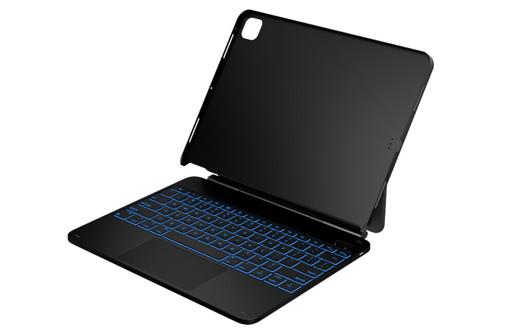 Etui z klawiaturą TYPECASE Edge do iPad Air 13 cali, Włókno węglowe, bateria, bezprzewodowość, oszczędność, mobilność, Etui z podświetlaną klawiaturą do iPada, czarne