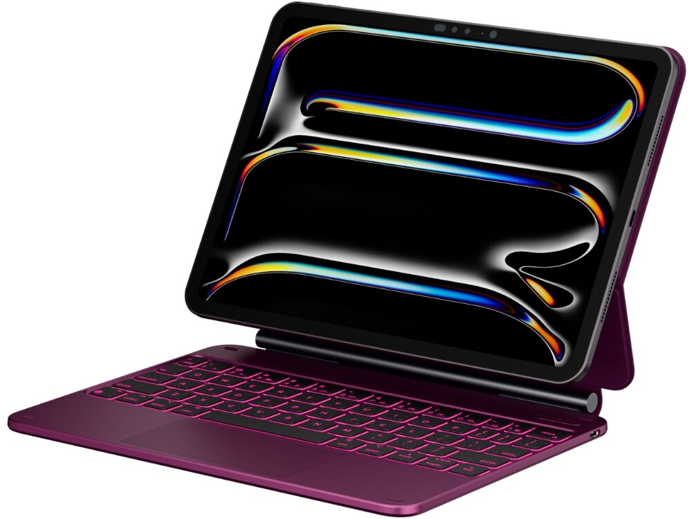 Etui z klawiaturą TYPECASE Edge do iPad Air 11 cali, Malinowy, bezpieczeństwo, podświetlenie, rysik, komfort, Etui z klawiaturą do iPada, widok produktowy