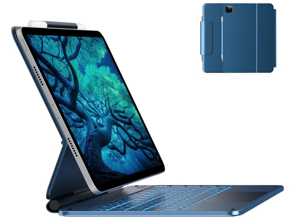 Etui z klawiaturą TYPECASE Edge do iPad 10.9/11 cali Błękitny pacyfik, bezpieczeństwo, podświetlenie, rysik, komfort, Etui z klawiaturą do iPada, widok produktowy