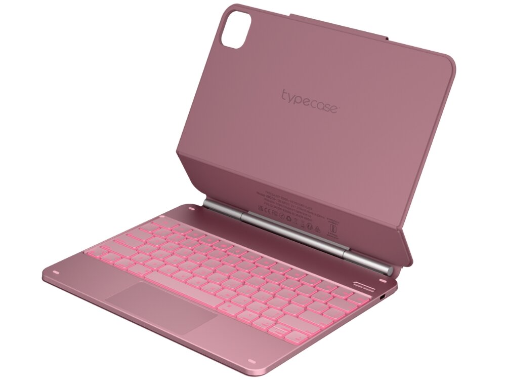 Etui z klawiaturą TYPECASE Edge do iPad Air 13 cali, Różany, bezpieczeństwo, podświetlenie, rysik, komfort, Etui z klawiaturą do iPada, widok produktowy