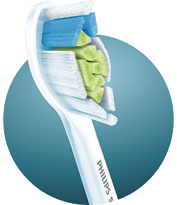 Zbliżenie na końcówkę szczoteczki.