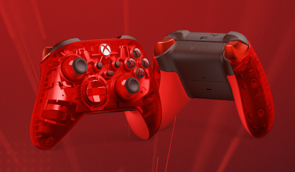 MICROSOFT Xbox Series Pulse Cipher Special Edition przezroczystą, czerwoną obudową srebrnym wnętrzem Metaliczne elementy XBOX Series S/X, PC i urządzeniami mobilnymi