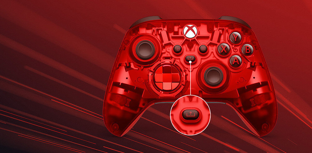 MICROSOFT Xbox Series Pulse Cipher Special Edition przechwytuj i udostępniaj zrzuty ekranu, nagrania i inne materiały przycisku Udostępnij