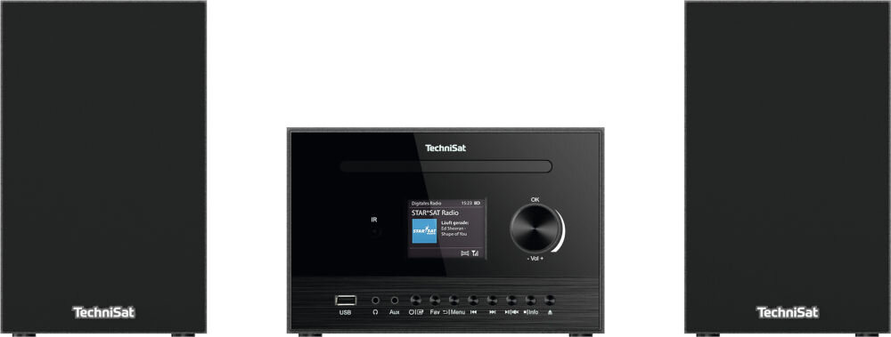 Wieża TECHNISAT Classic&nbsp;800&nbsp;IR Bluetooth Wi-Fi streaming bezprzewodowo, wieża od frontu na białym tle