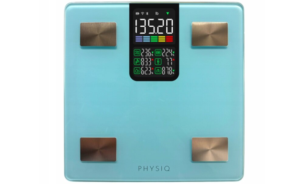Waga łazienkowa PHYSIQ 2103 Niebieski sensor g, dokładny pomiar, styl życia, lepsze decyzje żywieniowe