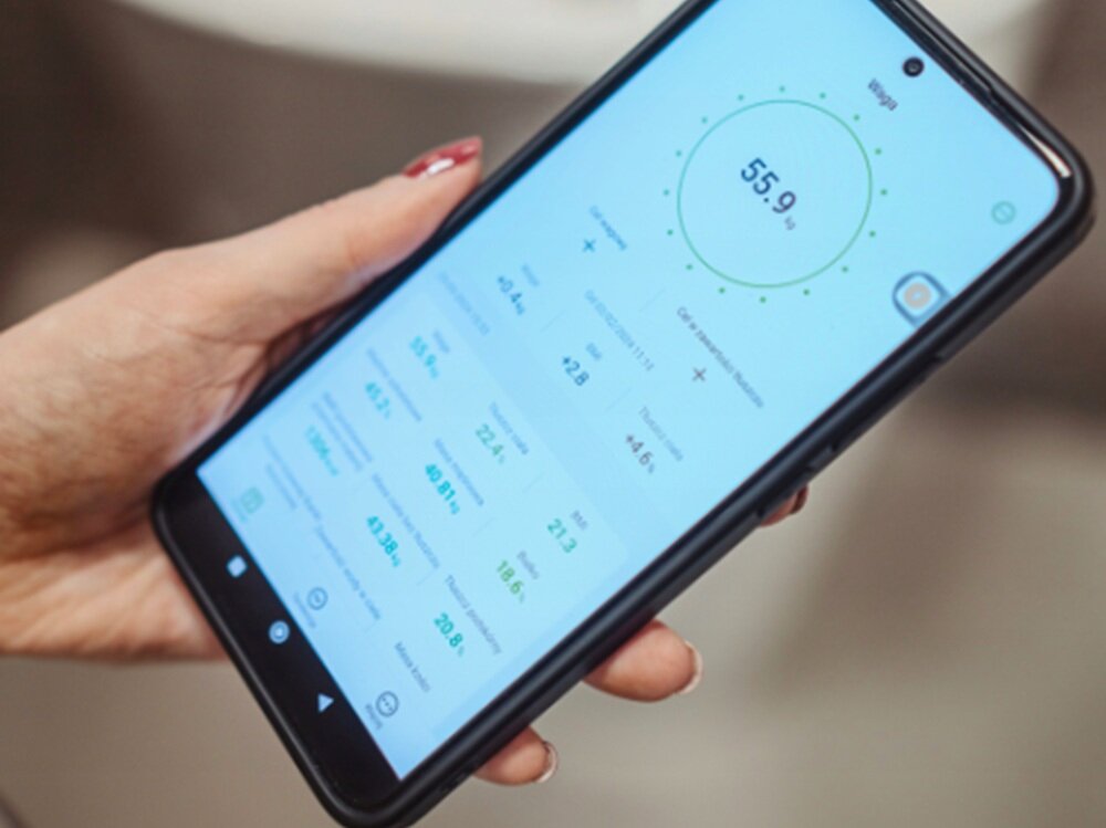 Waga łazienkowa PHYSIQ 2104 Różowy łączność bluetooth, synchronizacja danych, śledzenie postępów, kontrola wagi