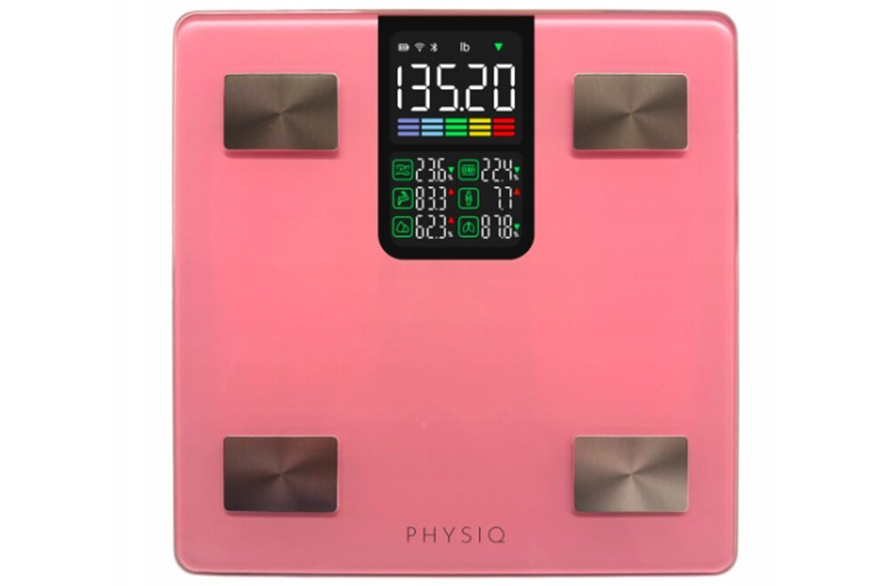 Waga łazienkowa PHYSIQ 2104 Różowy sensor g, dokładny pomiar, styl życia, lepsze decyzje żywieniowe